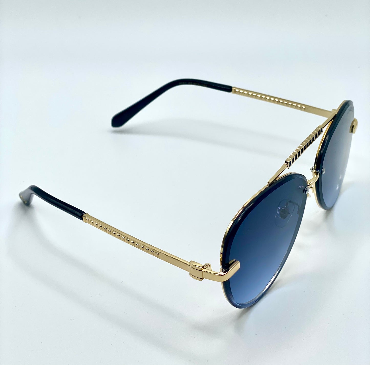 Chanel Men Women Sunglasses Golden Frame Deep Blue Lenses 65-16-142