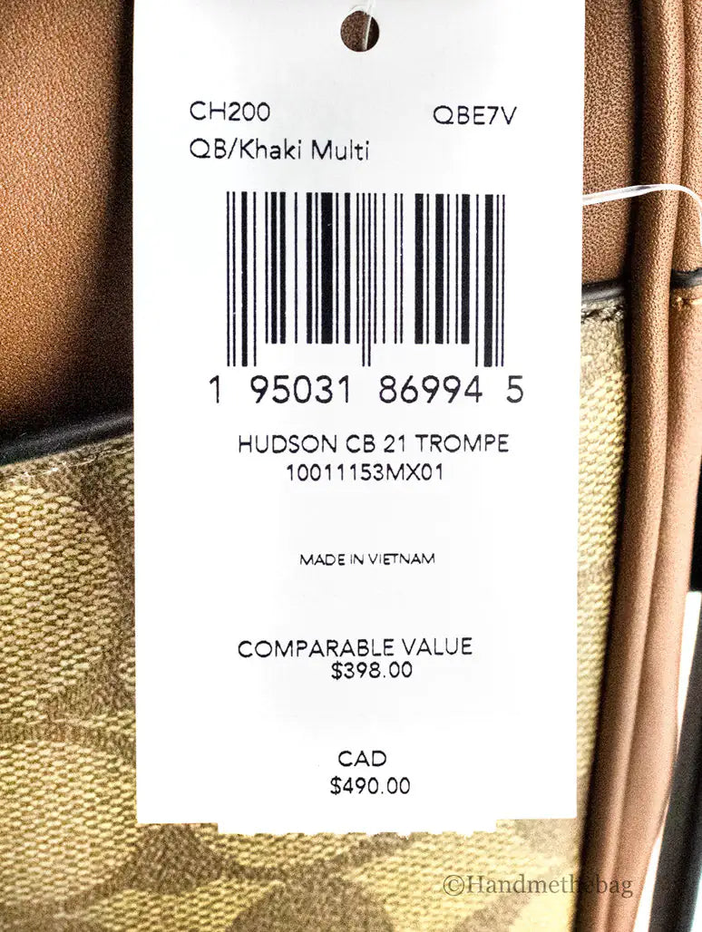 Coach Hudson 21 Medium Khaki Trompe L'oeil Bag