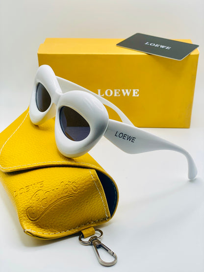 Loewe Women Stylish Oversized Sunglasses White Plastic Frame Black Lenses