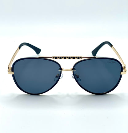 Cartier Men Sunglasses Gold Tone Frame Black Lenses 60-18-135