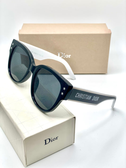 Cristian Dior Sunglasses Women Men Black White Frame Black Lenses