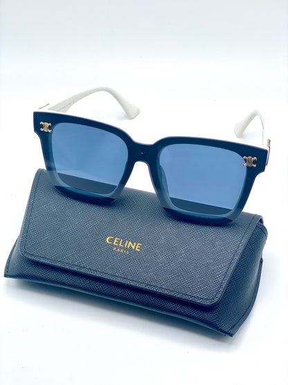 Celine Women Sunglasses White Plastic Frame Black Lenses