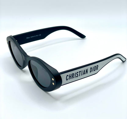 Christian Dior Women Sunglasses White And Black Mate Plastic Frame Black Lenses