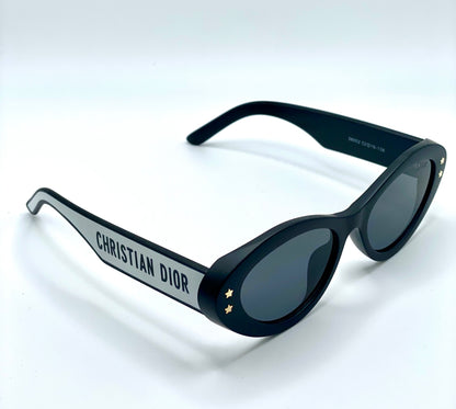 Christian Dior Women Sunglasses White And Black Mate Plastic Frame Black Lenses