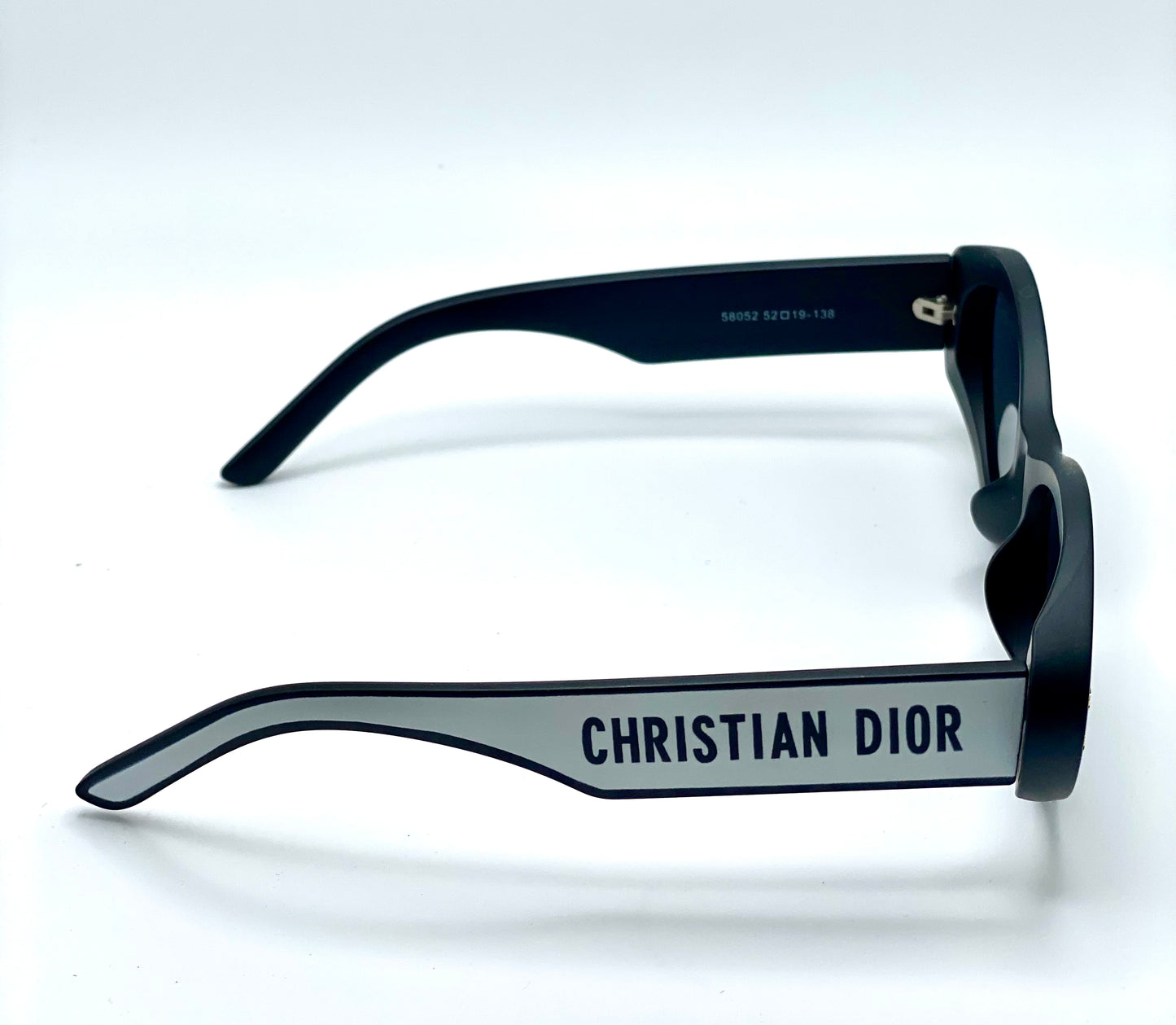 Christian Dior Women Sunglasses White And Black Mate Plastic Frame Black Lenses