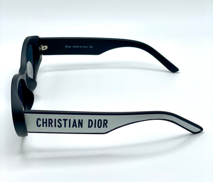 Christian Dior Women Sunglasses White And Black Mate Plastic Frame Black Lenses