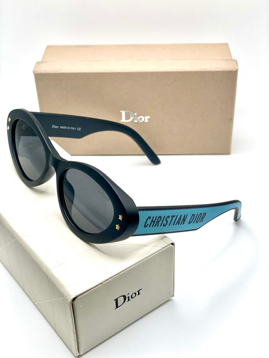 Cristian Dior Women Sunglasses Black Blue Mate Frame Black Lenses