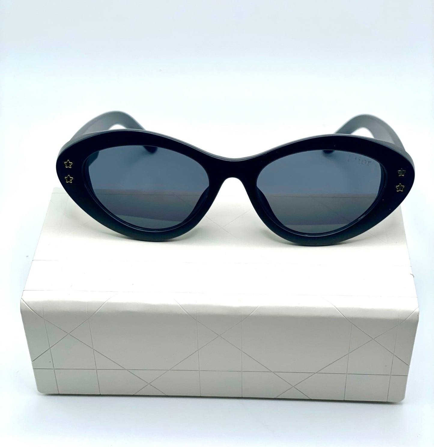 Cristian Dior Women Sunglasses Black Blue Mate Frame Black Lenses