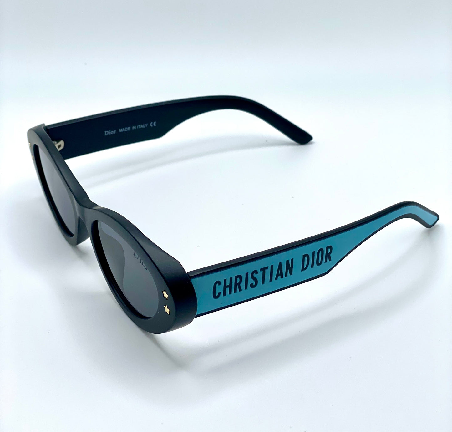 Cristian Dior Women Sunglasses Black Blue Mate Frame Black Lenses