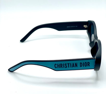 Cristian Dior Women Sunglasses Black Blue Mate Frame Black Lenses