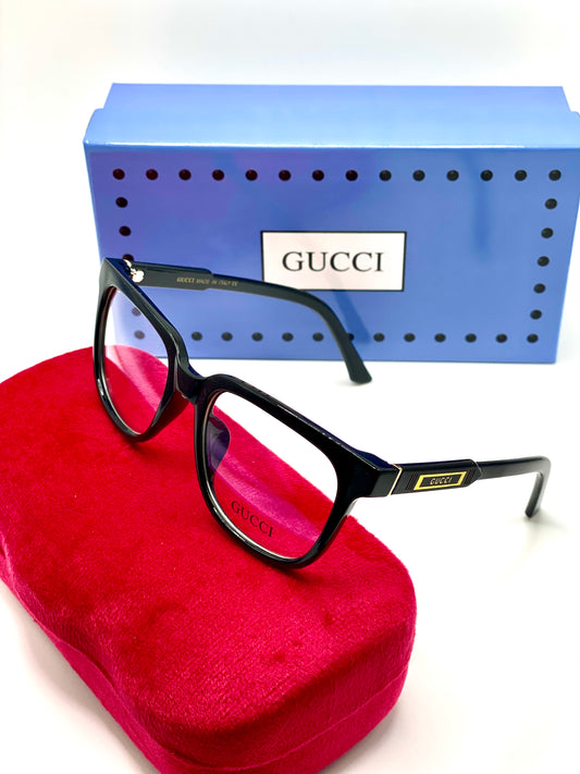 Gucci Men Women Eyeglasses Frame Black Shiny Plastic Frame 54-17-140