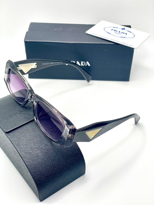 Prada Women Sunglasses Black Gray Plastic Frame Purple Lenses 50-21-146