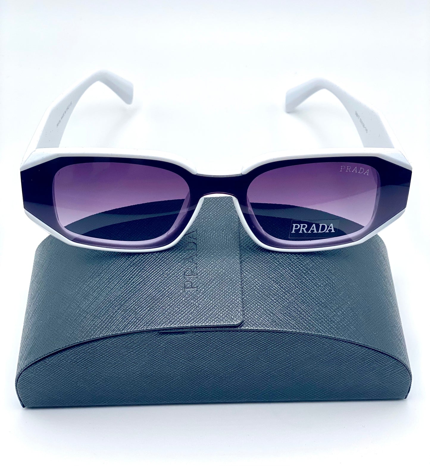 Prada Sunglasses Women White Plastic Frame Grey Gradient Lenses 53-20-145