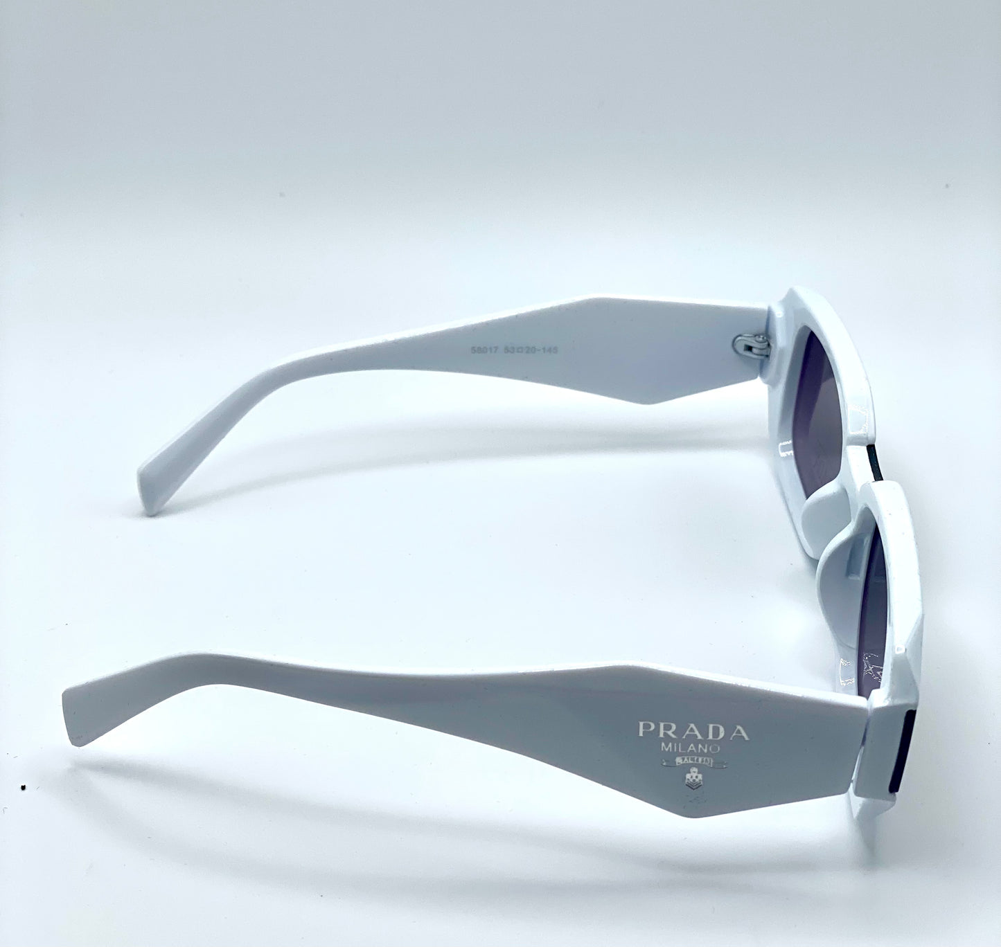 Prada Sunglasses Women White Plastic Frame Grey Gradient Lenses 53-20-145