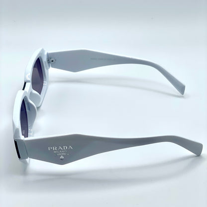 Prada Sunglasses Women White Plastic Frame Grey Gradient Lenses 53-20-145