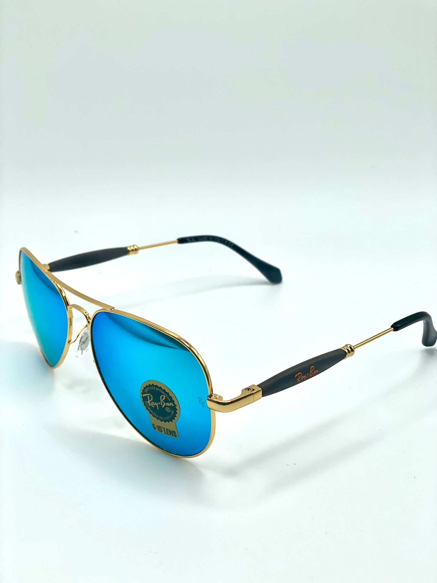 Ray Ban Aviator RB3517 58-14-140 Golden Frame Blue Mirrored Lenses