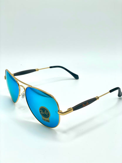 Ray Ban Aviator RB3517 58-14-140 Golden Frame Blue Mirrored Lenses