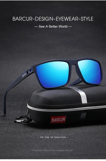 BARCUR Design TR90 Sunglasses Men Polarized Light Weight Sports Sun Glasses Women Eyewear Accessory Oculos UVAB Protection